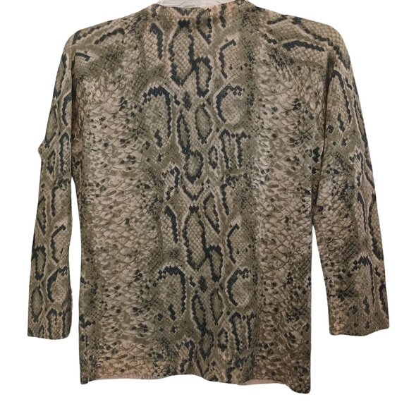 Rare L.A.M.B Gwen Stefani Reptile Snakeskin Green Cashmere Cardigan - Picture 2 of 5